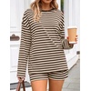 image:imageZESICA Womens 2 Piece Striped Short Sets Fall Lounge OutfitApricot