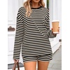 image:imageZESICA Womens 2 Piece Striped Short Sets Fall Lounge OutfitBlack