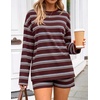 image:imageZESICA Womens 2 Piece Striped Short Sets Fall Lounge OutfitBurgundyred