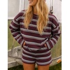 image:imageZESICA Womens 2 Piece Striped Short Sets Fall Lounge OutfitBurgundyred