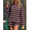 image:imageZESICA Womens 2 Piece Striped Short Sets Fall Lounge OutfitBurgundyred