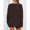 image:imageZESICA Womens 2 Piece Striped Short Sets Fall Lounge OutfitDarkbrown