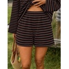 image:imageZESICA Womens 2 Piece Striped Short Sets Fall Lounge OutfitDarkbrown