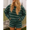 image:imageZESICA Womens 2 Piece Striped Short Sets Fall Lounge OutfitDeepgreen