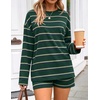 image:imageZESICA Womens 2 Piece Striped Short Sets Fall Lounge OutfitDeepgreen
