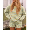 image:imageZESICA Womens 2 Piece Striped Short Sets Fall Lounge OutfitJonquil