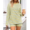 image:imageZESICA Womens 2 Piece Striped Short Sets Fall Lounge OutfitJonquil
