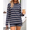 image:imageZESICA Womens 2 Piece Striped Short Sets Fall Lounge OutfitNavy