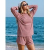 image:imageZESICA Womens 2 Piece Striped Short Sets Fall Lounge OutfitPink