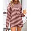 image:imageZESICA Womens 2 Piece Striped Short Sets Fall Lounge OutfitPink