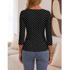 image:imageZESICA Womens 34 Sleeve Asymmetrical Fall Shirts Ruched Going Out TopsBlack Polka Dot