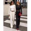 image:imageZESICA Womens Batwing Long Sleeve Shirts Cinched Waist Crop Going Out TopsWhite
