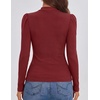 image:imageZESICA Womens Business Casual Ruched Ribbed Long Sleeve TopsRed