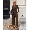 image:imageZESICA Womens Fall 2 Piece Dressy Pant Sets Work Office OutfitsBrown