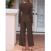 image:imageZESICA Womens Fall 2 Piece Dressy Pant Sets Work Office OutfitsBrown