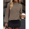 image:imageZESICA Womens Fall Winter Long Sleeve Turtleneck Oversized SweatersHeather Taupe