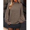 image:imageZESICA Womens Fall Winter Long Sleeve Turtleneck Oversized SweatersHeather Taupe