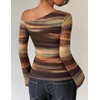 image:imageZESICA Womens Floral Off Shoulder Fall Long Sleeve Y2K Going Out Work TopsBrown