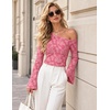 image:imageZESICA Womens Floral Off Shoulder Fall Long Sleeve Y2K Going Out Work TopsPink