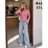 image:imageZESICA Womens Floral Off Shoulder Fall Long Sleeve Y2K Going Out Work TopsPink