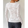 image:imageZESICA Womens Lace Mesh Sheer See Through Long Sleeve TopsWhite
