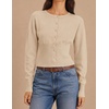 image:imageZESICA Womens Long Sleeve Fitted Waist Knit Cardigan SweatersApricot