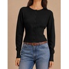 image:imageZESICA Womens Long Sleeve Fitted Waist Knit Cardigan SweatersBlack