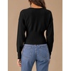 image:imageZESICA Womens Long Sleeve Fitted Waist Knit Cardigan SweatersBlack