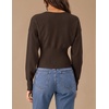 image:imageZESICA Womens Long Sleeve Fitted Waist Knit Cardigan SweatersCoffee