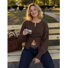 image:imageZESICA Womens Long Sleeve Fitted Waist Knit Cardigan SweatersCoffee