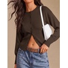 image:imageZESICA Womens Long Sleeve Fitted Waist Knit Cardigan SweatersCoffee