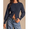 image:imageZESICA Womens Long Sleeve Fitted Waist Knit Cardigan SweatersNavy