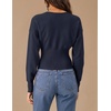 image:imageZESICA Womens Long Sleeve Fitted Waist Knit Cardigan SweatersNavy