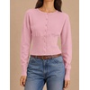image:imageZESICA Womens Long Sleeve Fitted Waist Knit Cardigan SweatersPink