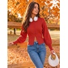 image:imageZESICA Womens Long Sleeve Fitted Waist Knit Cardigan SweatersRed