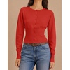 image:imageZESICA Womens Long Sleeve Fitted Waist Knit Cardigan SweatersRed