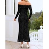 image:imageZESICA Womens Long Sleeve Off Shoulder Maxi Fall Mesh Wedding Guest DressesBlack