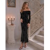 image:imageZESICA Womens Long Sleeve Off Shoulder Maxi Fall Mesh Wedding Guest DressesBlack