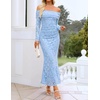 image:imageZESICA Womens Long Sleeve Off Shoulder Maxi Fall Mesh Wedding Guest DressesBlue