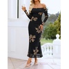 image:imageZESICA Womens Long Sleeve Off Shoulder Maxi Fall Mesh Wedding Guest DressesFloral Black