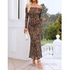 image:imageZESICA Womens Long Sleeve Off Shoulder Maxi Fall Mesh Wedding Guest DressesLeopard