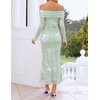 image:imageZESICA Womens Long Sleeve Off Shoulder Maxi Fall Mesh Wedding Guest DressesLight Green