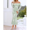 image:imageZESICA Womens Long Sleeve Off Shoulder Maxi Fall Mesh Wedding Guest DressesLight Green