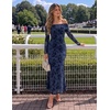 image:imageZESICA Womens Long Sleeve Off Shoulder Maxi Fall Mesh Wedding Guest DressesNavy