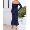 image:imageZESICA Womens Long Sleeve Off Shoulder Maxi Fall Mesh Wedding Guest DressesNavy