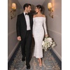 image:imageZESICA Womens Long Sleeve Off Shoulder Maxi Fall Mesh Wedding Guest DressesWhite