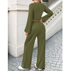 image:imageZESICA Womens Two Piece Outfits 2026 Fall Matching Lounge Sets with PocketArmy Green