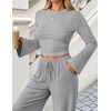 image:imageZESICA Womens Two Piece Outfits 2026 Fall Matching Lounge Sets with PocketGrey