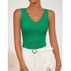 image:imageZESICA Womens V Neck Lace Tanks Summer Sleeveless Cami ShirtsGreen