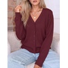 image:imageZESICA Womens Wool Blend Lightweight Cardigan Sweaters 2026 Fall OutfitsWine